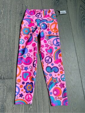 Exotica Peace Love & Exotica Pink Performance High Waisted Capri Leggings